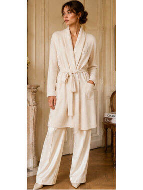 Women's RH Cashmere Robe XS Cream S Initial